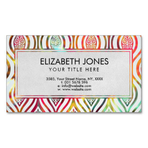 Gentle Golorful Oriental watercolor pattern Magnetic Business Card