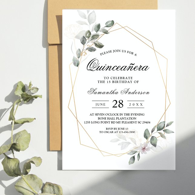  Gentle Greenery Watercolor Leaf Frame & Flower Invitation (Creator Uploaded)