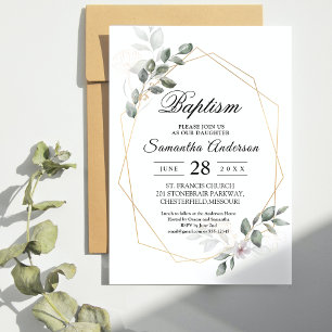 Gentle Greenery Watercolor Leaf Frame & Flower Invitation