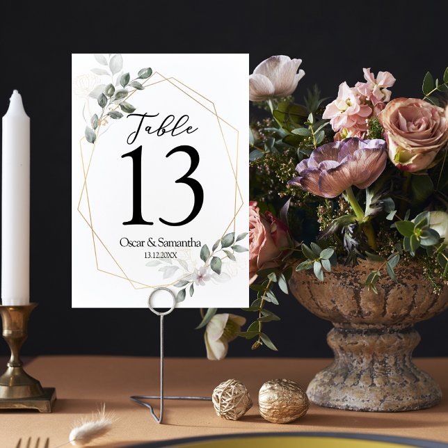  Gentle Greenery Watercolor Leaf Frame & Flower Table Number (Creator Uploaded)