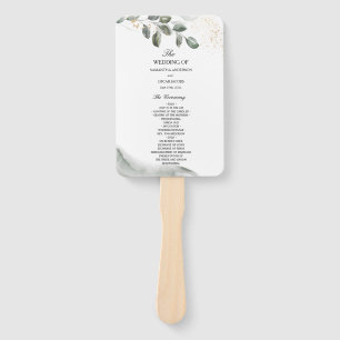 Gentle Greenery Watercolor Leaf Gold Dust Hand Fan