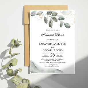  Gentle Greenery Watercolor Leaf   Gold Dust   Invitation