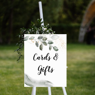 Gentle Greenery Watercolor Leaf Gold Dust Poster