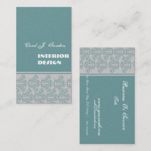 Gentle Grey Blue Floral Lacy Elegant Pattern Business Card