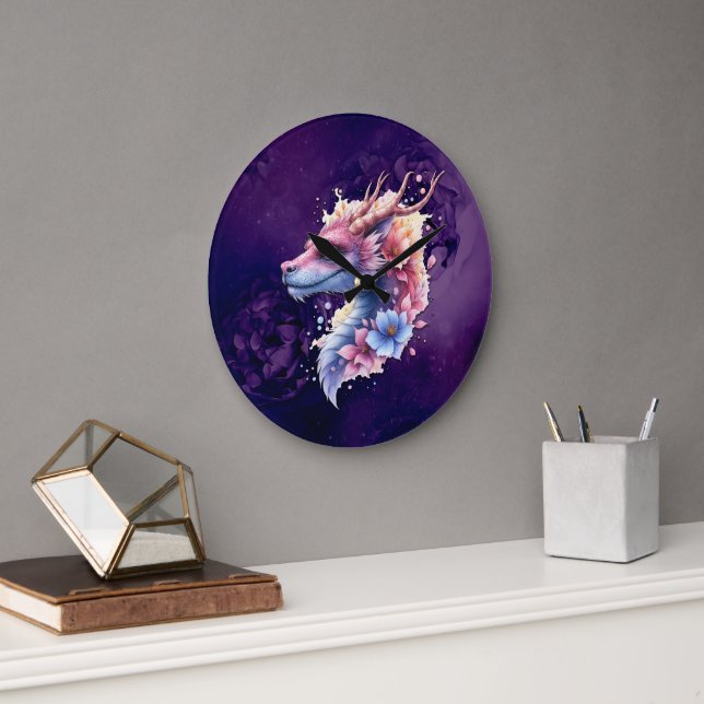 Gentle Guardian Dragon.  Large Clock (Office)