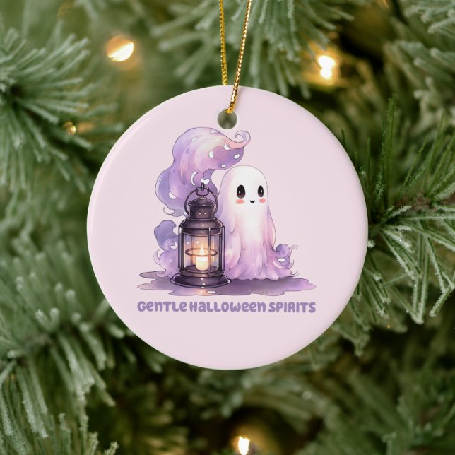 Gentle Halloween Spirits - Pastel Ghost Ceramic Ornament (Tree)
