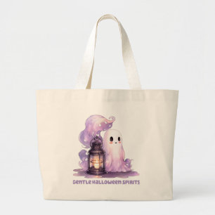 Gentle Halloween Spirits - Pastel Ghost Large Tote Bag
