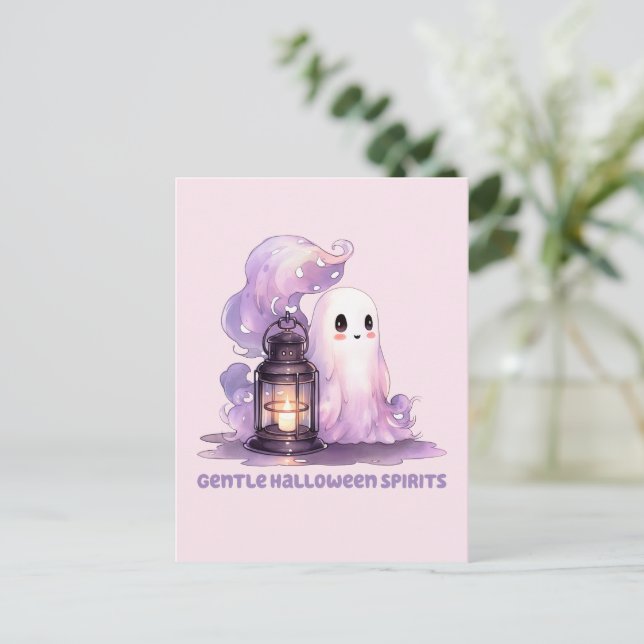 Gentle Halloween Spirits - Pastel Ghost Postcard (Standing Front)