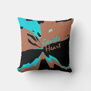 "Gentle Heart" Inspirational on Aqua Rust Black Cushion