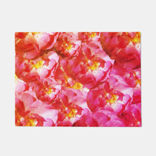 Gentle III , Pink Roses Floral PatternDoor Mat
