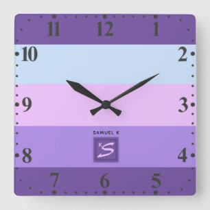 Gentle Lavender Dreams Colour Palette Monogram Square Wall Clock