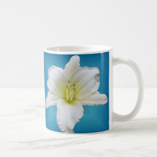 Gentle Lily - Daylily on Blue Coffee Mug