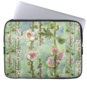 Gentle Mallow Light Pink Flowers & Green Laptop Sl Laptop Sleeve