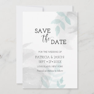Gentle mint and grey  save the date