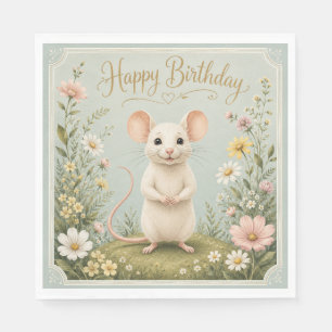 Gentle Mouse Garden Birthday Napkin