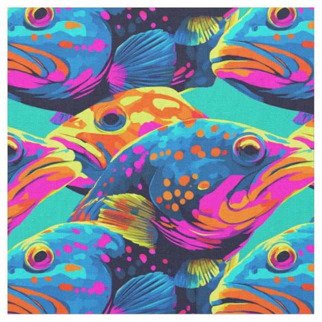 Gentle Multicolor Fish Flow Fabric (Close Up)