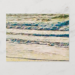 Gentle Ocean Waves on Sandy Shore Postcard