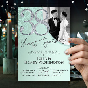 Gentle Ornate 38th Wedding Anniversary   Invitation