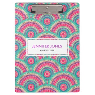 Gentle Pastel Coloured Tribal Circular Pattern Clipboard