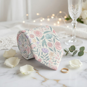 Gentle Pastel Flower Pattern Tie