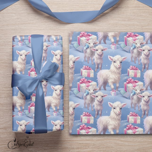 Gentle Pastel Lambs and Gifts Sm Wrapping Paper (Creator Uploaded)