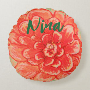 Gentle Pink Flower art  Round Cushion
