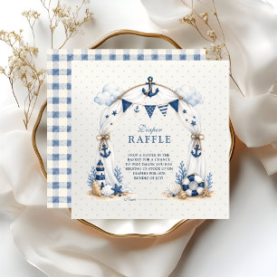 Gentle Polka Dot Nautical Diaper Raffle Enclosure Card