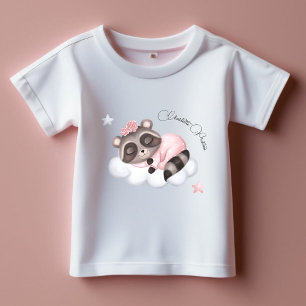 Gentle Racoon Animal Girl Baby Shower Baby T-Shirt