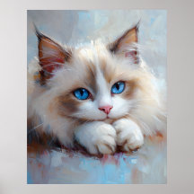 Gentle Ragdoll Cat – Soft Pastel Art Print