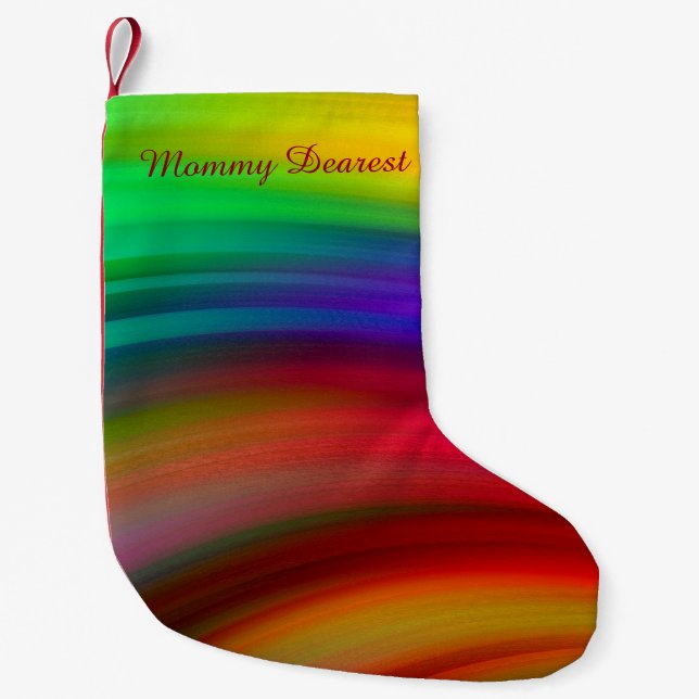 Gentle Rainbow Waves Abstract Small Christmas Stocking (Front)