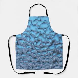 Gentle raindrops on blue glass apron