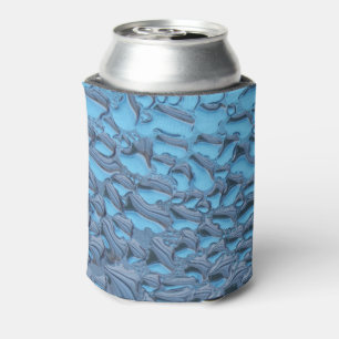 Gentle raindrops on blue glass can cooler