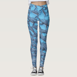 Gentle raindrops on blue glass leggings