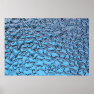 Gentle raindrops on blue glass  poster