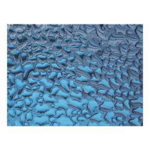 Gentle raindrops on blue glass poster