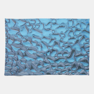 Gentle raindrops on blue glass    tea towel