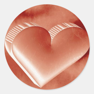 Gentle Red Valentine Day 3d Heart Classic Round Sticker