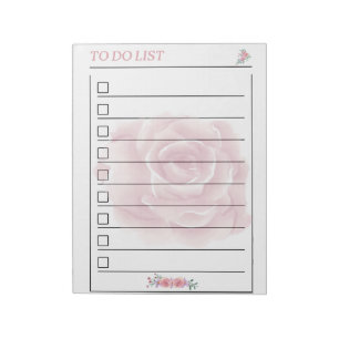 Gentle Rose To Do List Planner Page Notepad