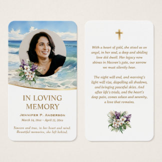 Gentle Sea Waves Photo Memorial Prayer Cards