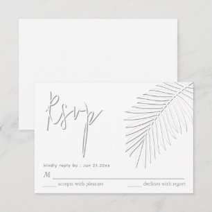 Gentle simple embossed palm leaf RSVP Card