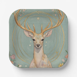 Gentle Spirit: A Pastel Deer Paper Plate