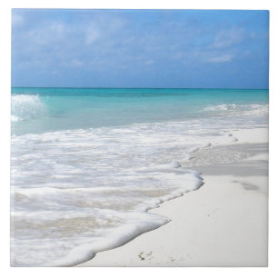 Gentle Surf White Sand Beach Ceramic Tile