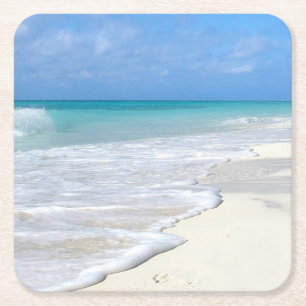 Gentle Surf White Sand Beach Square Paper Coaster