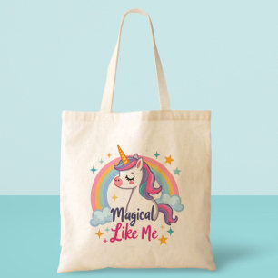 Gentle Unicorn with Rainbow Tote Bag