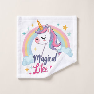 Gentle Unicorn with Rainbow  Wash Cloth