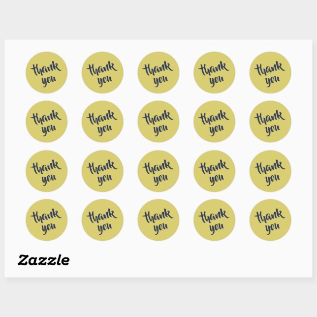 Gentle Warm Yellow Thank You Classic Round Sticker (Sheet)