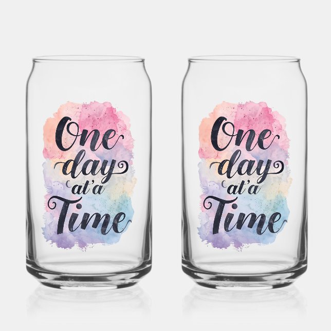 Gentle Watercolor Motivational Message Can Glass (Front)