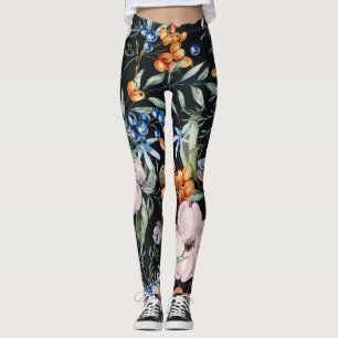 Gentle Watercolor: Pink Floral Berries Leggings