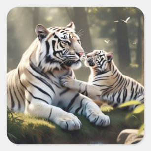Gentle White Tiger Sticker – Minimal & Elegant