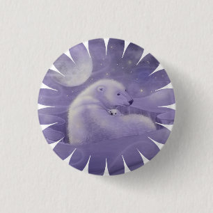 Gentle Winter Polar Bears 3 Cm Round Badge